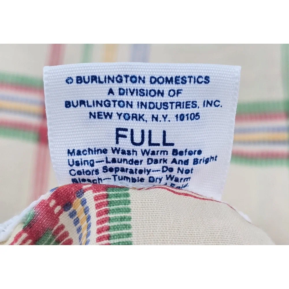 Vtg‎ Burlington Plaid Print Full Double Sheet Set 4 Piece Multicolor EUC Sewing